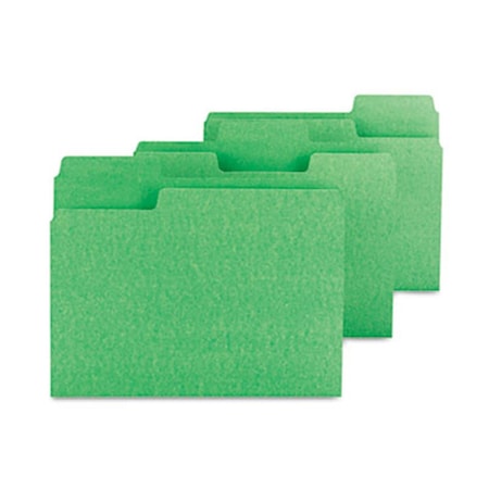 Made-To-Stick SuperTab Colored File Folders- 1/3 Cut- Letter- Green, 100PK MA184983